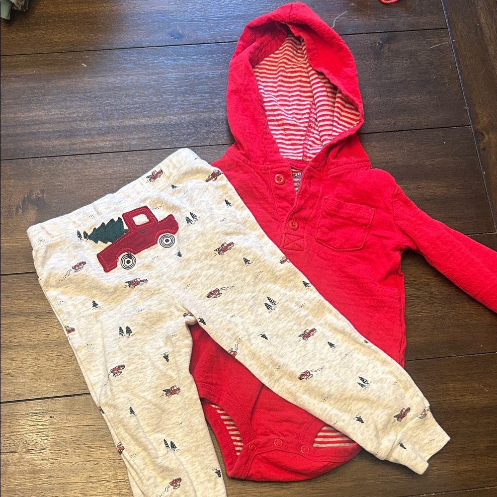 OshKosh B'gosh Red Hoodie and Gray Pants Set